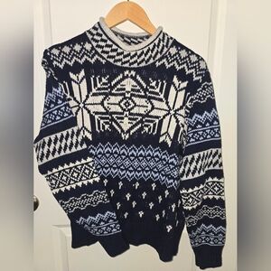 EUC Vineyard Vines Women's Fair Isle Mock Neck Wool Sweater Size XL